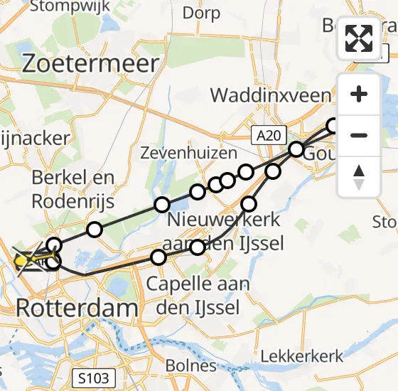 Vlucht Traumahelikopter PH-UMC van Rotterdam The Hague Airport naar Rotterdam The Hague Airport op woensdag 8 januari 2025 9:06