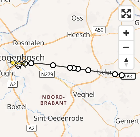 Vlucht Traumahelikopter PH-DOC van Vliegbasis Volkel naar 's-Hertogenbosch op woensdag 8 januari 2025 9:49