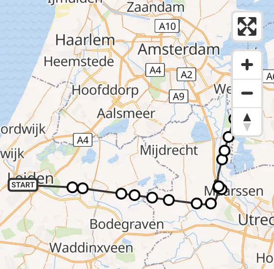 Vlucht Politiehelikopter PH-PXB van Leiden naar Muiden op woensdag 8 januari 2025 10:30