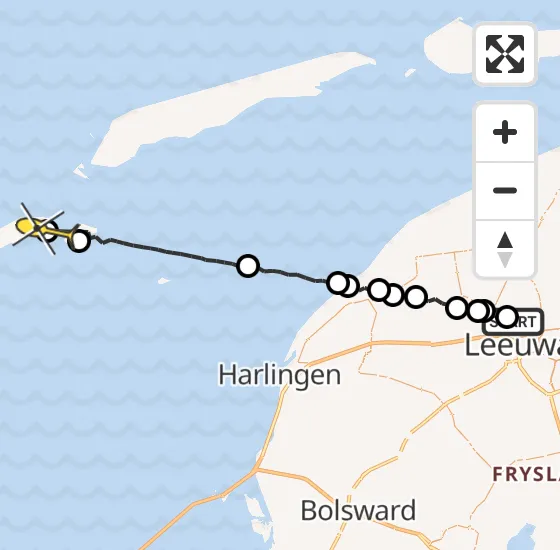 Vlucht Ambulancehelikopter PH-OOP van Leeuwarden naar Vlieland Heliport op woensdag 8 januari 2025 10:47