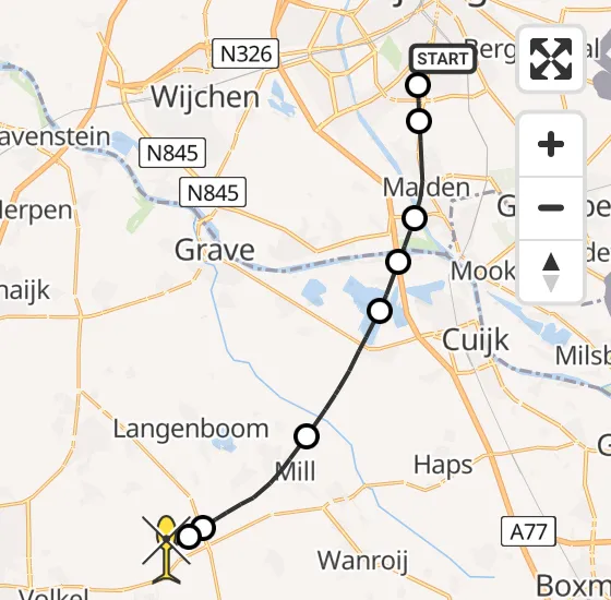 Vlucht Traumahelikopter PH-DOC van Radboud Universitair Medisch Centrum naar Volkel op woensdag 8 januari 2025 11:05