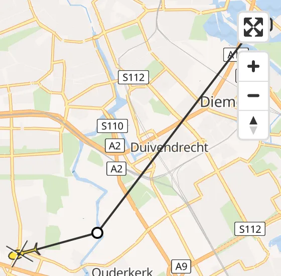 Vlucht Politiehelikopter PH-PXB van Amsterdam naar Amstelveen op woensdag 8 januari 2025 11:21