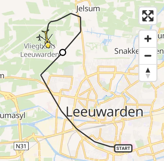 Vlucht Ambulancehelikopter PH-OOP van Leeuwarden naar Vliegbasis Leeuwarden op woensdag 8 januari 2025 12:02