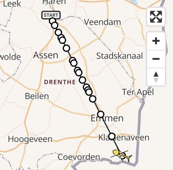 Vlucht Traumahelikopter PH-TTR van Groningen Airport Eelde naar Weiteveen op woensdag 8 januari 2025 12:31