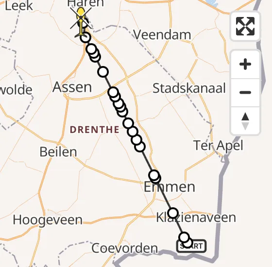 Vlucht Traumahelikopter PH-TTR van Weiteveen naar Groningen Airport Eelde op woensdag 8 januari 2025 13:08