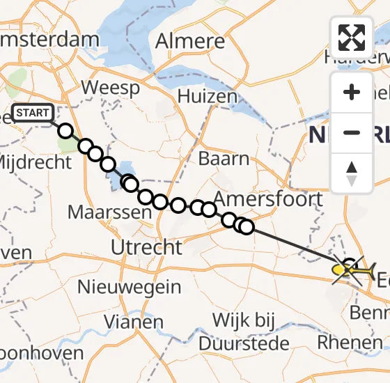 Vlucht Politiehelikopter PH-PXB van Amstelveen naar Ederveen op woensdag 8 januari 2025 13:16