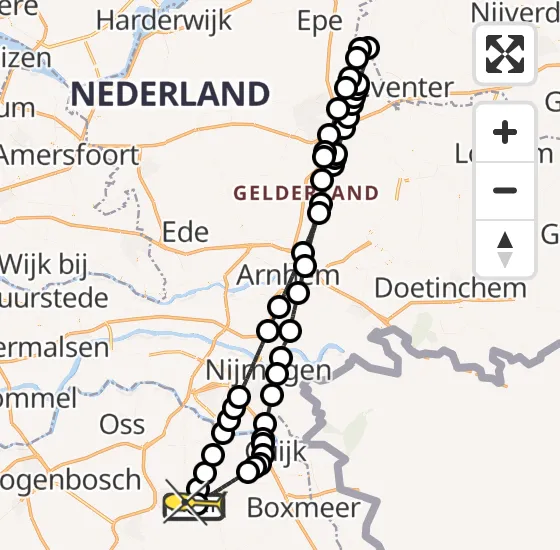 Vlucht Traumahelikopter PH-DOC van Vliegbasis Volkel naar Vliegbasis Volkel op woensdag 8 januari 2025 14:11