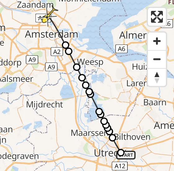 Vlucht Traumahelikopter PH-LLN van Universitair Medisch Centrum Utrecht naar Amsterdam op woensdag 8 januari 2025 14:27