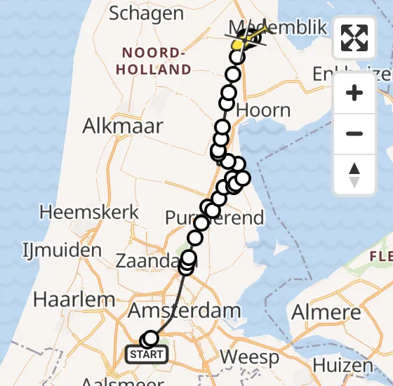 Vlucht Politiehelikopter PH-PXF van Schiphol naar Middenmeer op woensdag 8 januari 2025 14:36