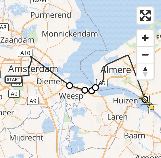 Vlucht Politiehelikopter PH-PXB van Amsterdam naar Zeewolde op woensdag 8 januari 2025 15:42