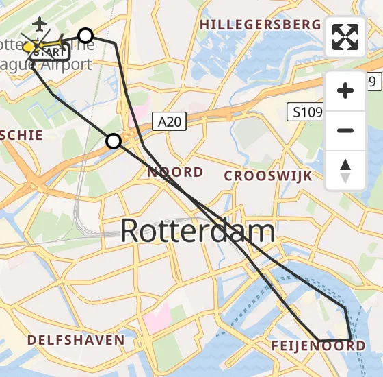 Vlucht Traumahelikopter PH-UMC van Rotterdam The Hague Airport naar Rotterdam The Hague Airport op woensdag 8 januari 2025 16:00