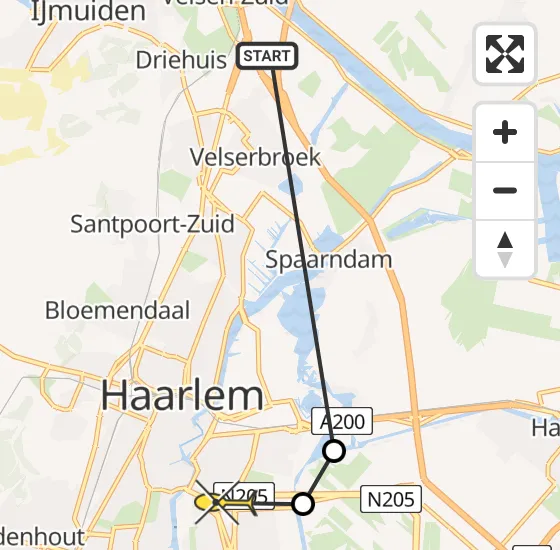 Vlucht Politiehelikopter PH-PXA van Velsen-Zuid naar Haarlem op woensdag 8 januari 2025 16:02