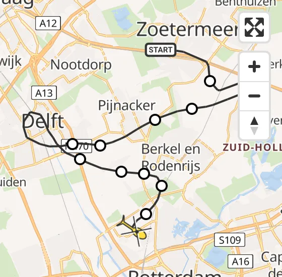 Vlucht Politiehelikopter PH-PXA van Zoetermeer naar Rotterdam The Hague Airport op woensdag 8 januari 2025 16:43