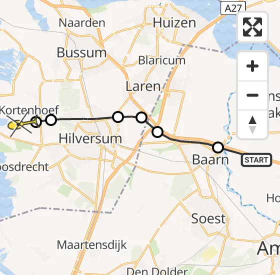 Vlucht Politiehelikopter PH-PXB van Hoogland naar Kortenhoef op woensdag 8 januari 2025 16:47