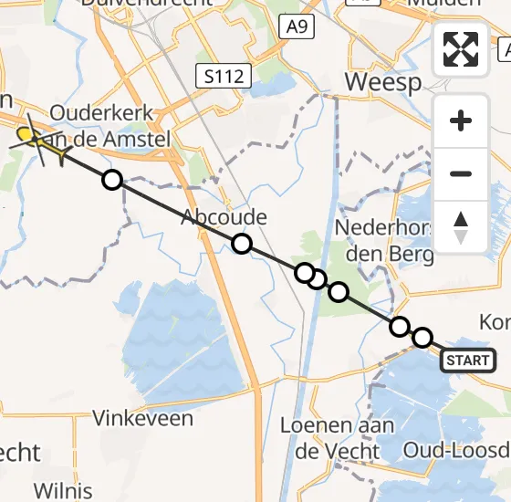 Vlucht Politiehelikopter PH-PXB van Kortenhoef naar Ouderkerk aan de Amstel op woensdag 8 januari 2025 16:53