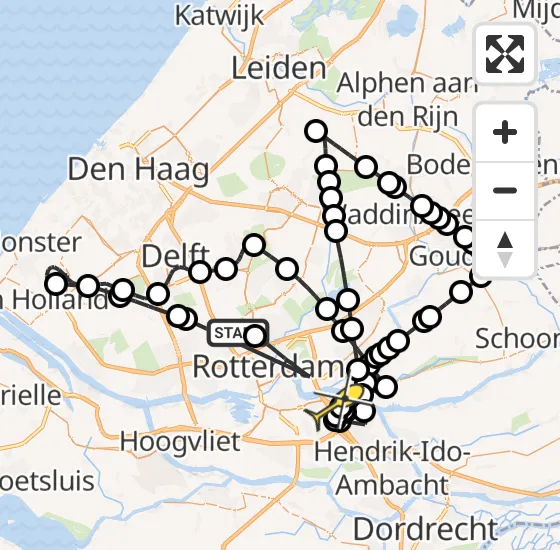 Vlucht Politiehelikopter PH-PXA van Rotterdam The Hague Airport naar Rotterdam op woensdag 8 januari 2025 20:37