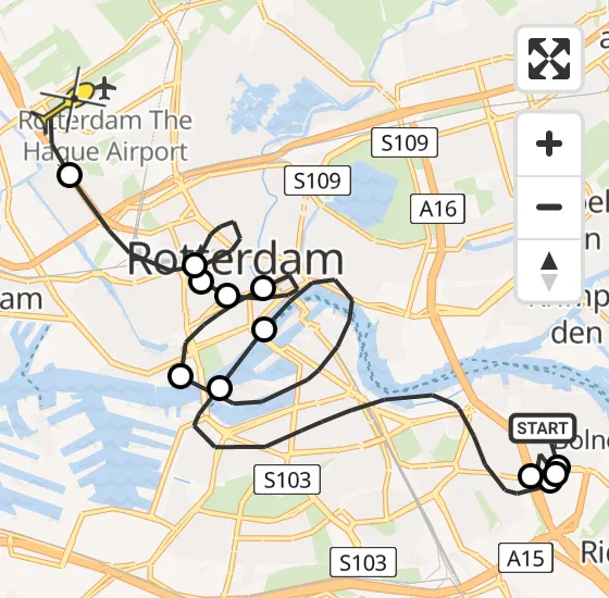 Vlucht Politiehelikopter PH-PXA van Rotterdam naar Rotterdam The Hague Airport op woensdag 8 januari 2025 21:44