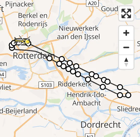 Vlucht Traumahelikopter PH-UMC van Rotterdam The Hague Airport naar Rotterdam The Hague Airport op woensdag 8 januari 2025 21:57