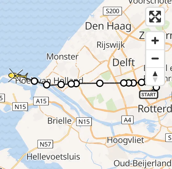 Vlucht Kustwachthelikopter PH-NCG van Rotterdam The Hague Airport naar Maasvlakte op donderdag 9 januari 2025 9:38