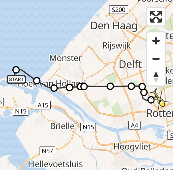 Vlucht Kustwachthelikopter PH-NCG van Maasvlakte naar Rotterdam The Hague Airport op donderdag 9 januari 2025 10:27