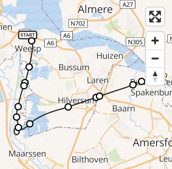 Vlucht Politiehelikopter PH-PXB van Muiden naar Bunschoten-Spakenburg op donderdag 9 januari 2025 11:04