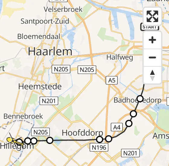 Vlucht Traumahelikopter PH-LLN van Amsterdam Heliport naar Hillegom op donderdag 9 januari 2025 11:34