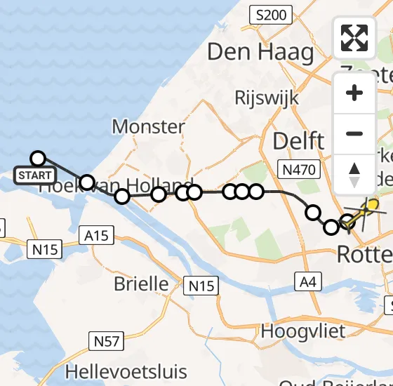 Vlucht Kustwachthelikopter PH-NCG van Maasvlakte naar Rotterdam The Hague Airport op donderdag 9 januari 2025 11:36