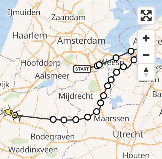 Vlucht Politiehelikopter PH-PXB van Ouderkerk aan de Amstel naar Leiderdorp op donderdag 9 januari 2025 13:12