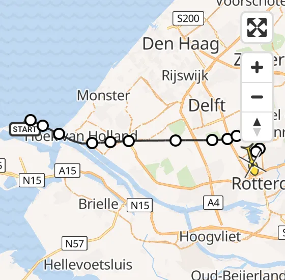 Vlucht Kustwachthelikopter PH-NCG van Maasvlakte naar Rotterdam The Hague Airport op donderdag 9 januari 2025 13:49