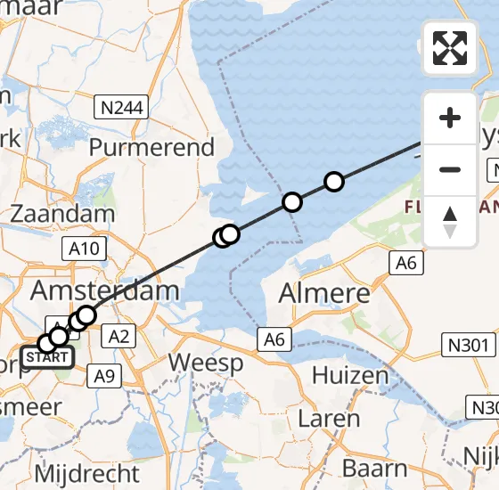 Vlucht Politiehelikopter PH-PXF van Schiphol naar Lelystad op donderdag 9 januari 2025 15:03