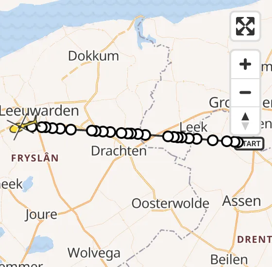 Vlucht Traumahelikopter PH-TTR van Groningen Airport Eelde naar Jellum op donderdag 9 januari 2025 15:26