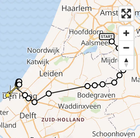 Vlucht Politiehelikopter PH-PXA van Aalsmeer naar Den Haag op donderdag 9 januari 2025 15:58