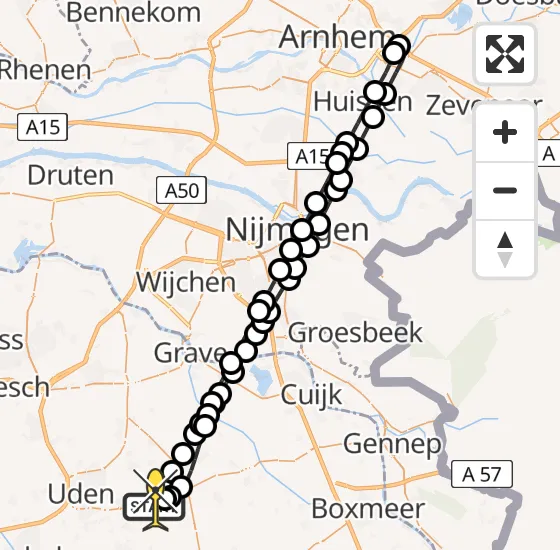 Vlucht Traumahelikopter PH-DOC van Vliegbasis Volkel naar Vliegbasis Volkel op donderdag 9 januari 2025 16:19