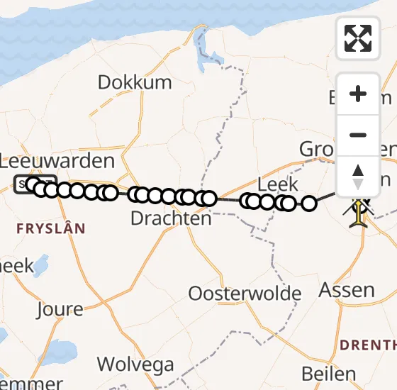 Vlucht Traumahelikopter PH-TTR van Jellum naar Groningen Airport Eelde op donderdag 9 januari 2025 16:30