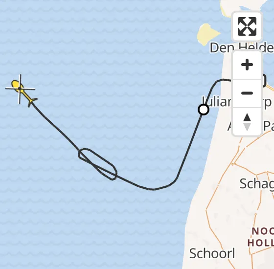 Vlucht Kustwachthelikopter PH-SAR van Vliegveld De Kooy naar  op donderdag 9 januari 2025 17:05