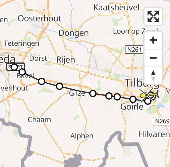 Vlucht Traumahelikopter PH-UMC van Bavel naar Tilburg op donderdag 9 januari 2025 21:17