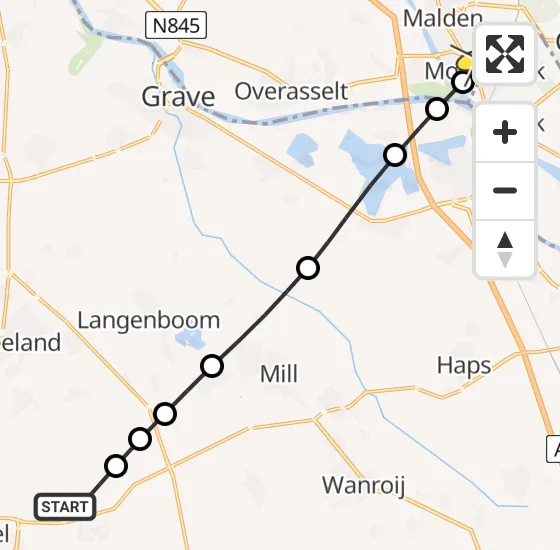 Vlucht Traumahelikopter PH-DOC van Vliegbasis Volkel naar Molenhoek op vrijdag 10 januari 2025 8:59