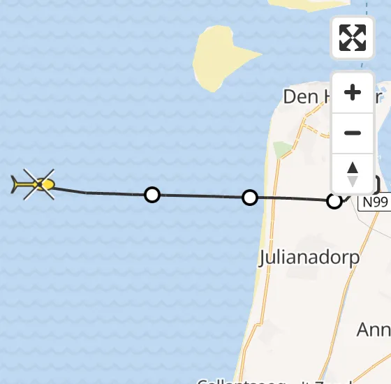 Vlucht Kustwachthelikopter PH-SAR van Vliegveld De Kooy naar  op vrijdag 10 januari 2025 9:39