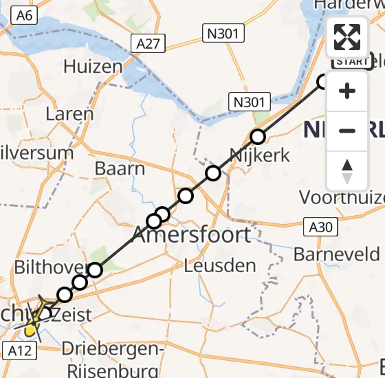 Vlucht Traumahelikopter PH-LLN van Ermelo naar Universitair Medisch Centrum Utrecht op vrijdag 10 januari 2025 9:51