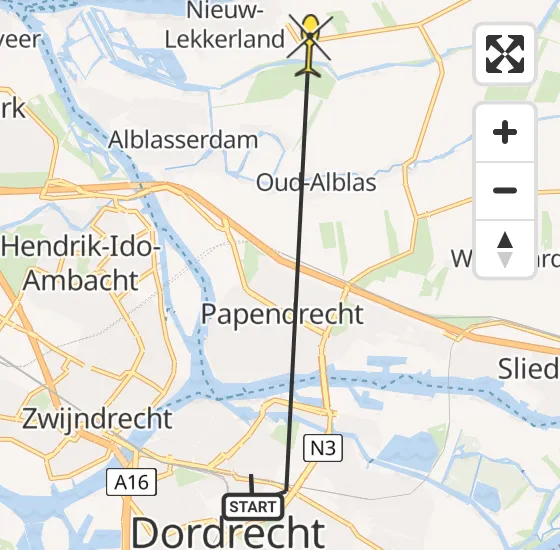 Vlucht Politiehelikopter PH-PXB van Dordrecht naar Nieuw-Lekkerland op vrijdag 10 januari 2025 10:26