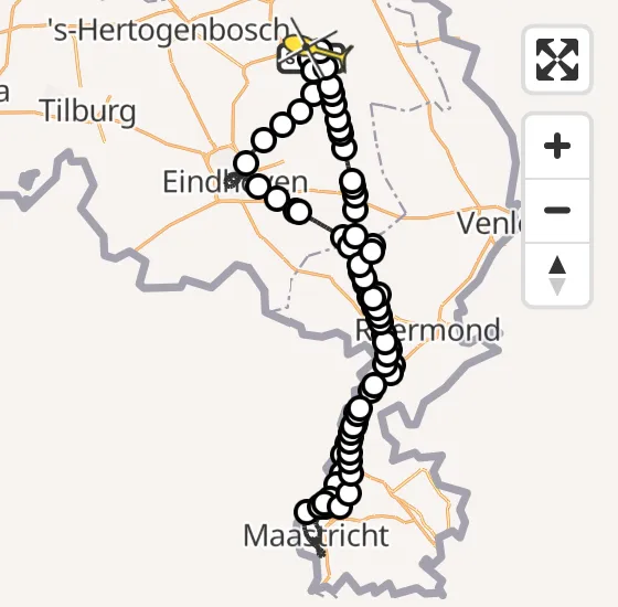 Vlucht Politiehelikopter PH-PXD van Vliegbasis Volkel naar Vliegbasis Volkel op vrijdag 10 januari 2025 10:47