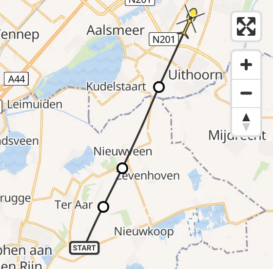 Vlucht Politiehelikopter PH-PXB van Aarlanderveen naar Amstelveen op vrijdag 10 januari 2025 10:55