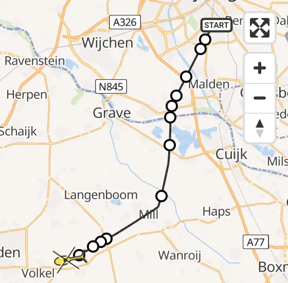 Vlucht Traumahelikopter PH-DOC van Radboud Universitair Medisch Centrum naar Vliegbasis Volkel op vrijdag 10 januari 2025 11:43