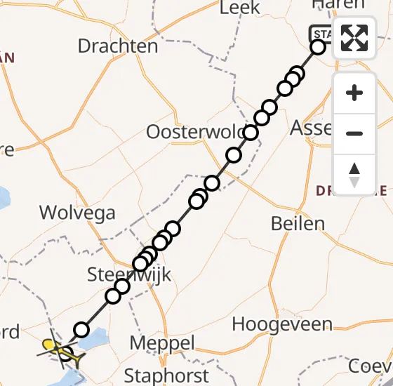 Vlucht Traumahelikopter PH-TTR van Groningen Airport Eelde naar Vollenhove op vrijdag 10 januari 2025 11:53