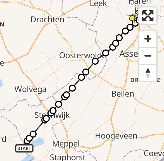 Vlucht Traumahelikopter PH-TTR van Vollenhove naar Groningen Airport Eelde op vrijdag 10 januari 2025 12:27