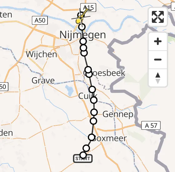 Vlucht Traumahelikopter PH-DOC van Oploo naar Nijmegen op vrijdag 10 januari 2025 13:14