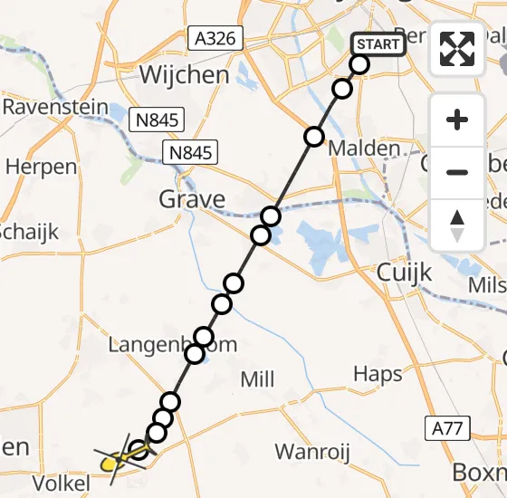 Vlucht Traumahelikopter PH-DOC van Radboud Universitair Medisch Centrum naar Vliegbasis Volkel op vrijdag 10 januari 2025 14:08