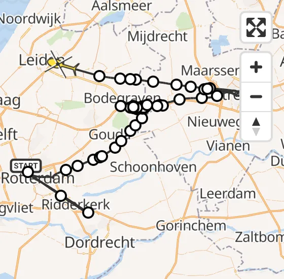 Vlucht Politiehelikopter PH-PXA van Rotterdam The Hague Airport naar Leiderdorp op vrijdag 10 januari 2025 14:46