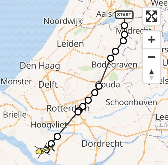 Vlucht Politiehelikopter PH-PXB van Amstelveen naar Zuid-Beijerland op vrijdag 10 januari 2025 15:45