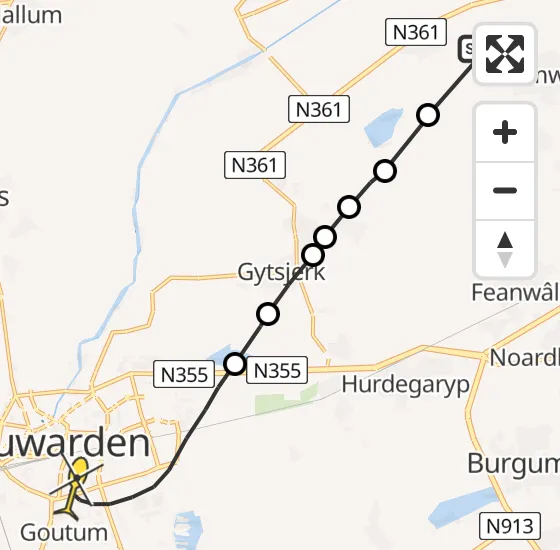 Vlucht Ambulancehelikopter PH-OOP van Damwâld naar Leeuwarden op zaterdag 25 januari 2025 15:36